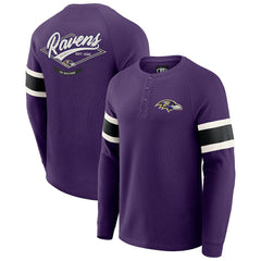 Baltimore Ravens Darius Rucker Collection Waffle-Knit Raglan Long Sleeve Henley T-Shirt Purple