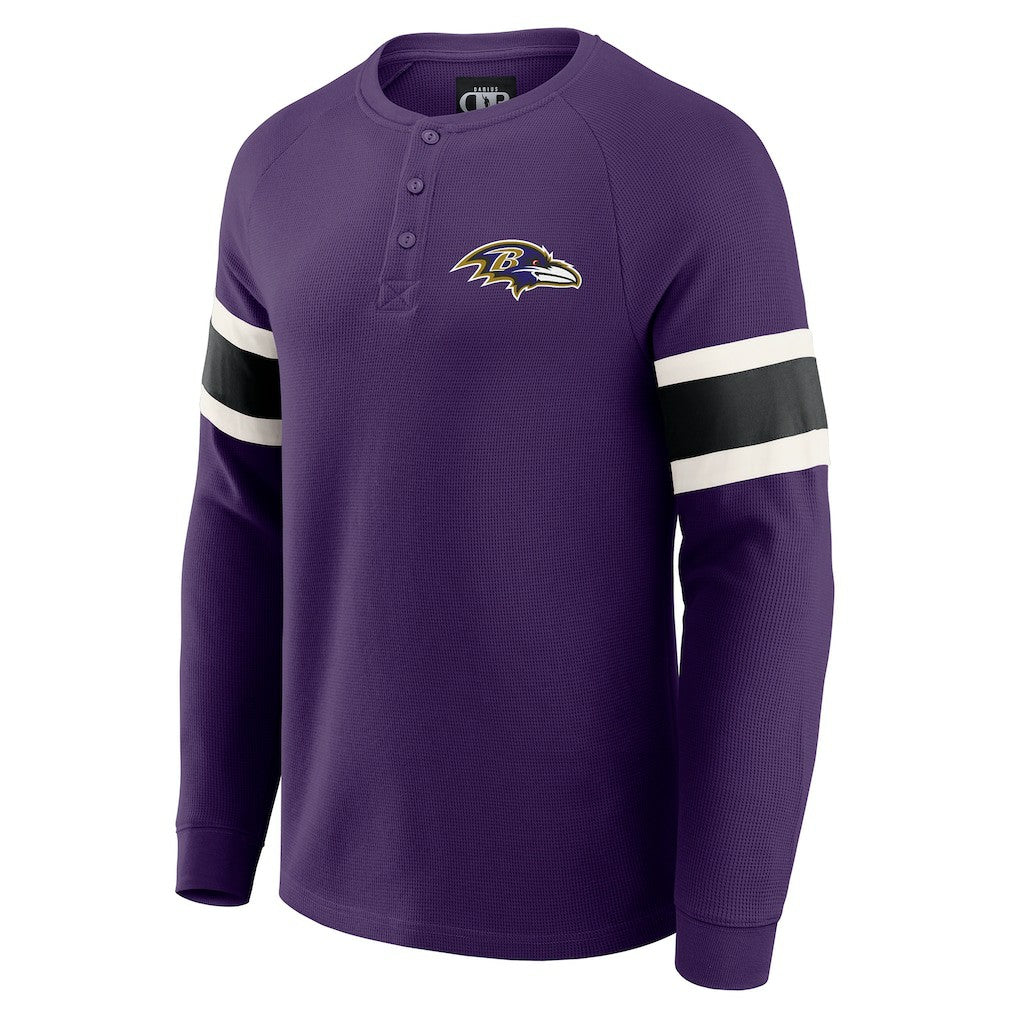 Baltimore Ravens Darius Rucker Collection Waffle-Knit Raglan Long Sleeve Henley T-Shirt Purple