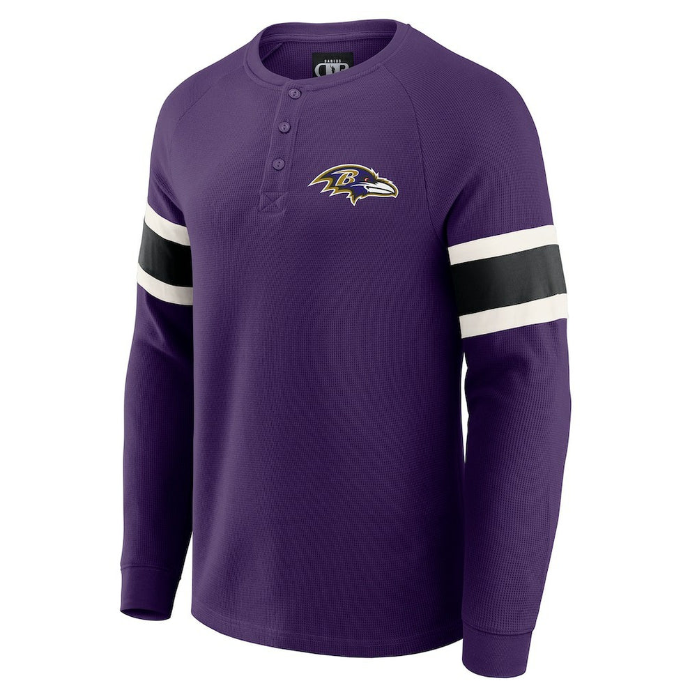 Baltimore Ravens Darius Rucker Collection Waffle-Knit Raglan Long Sleeve Henley T-Shirt Purple