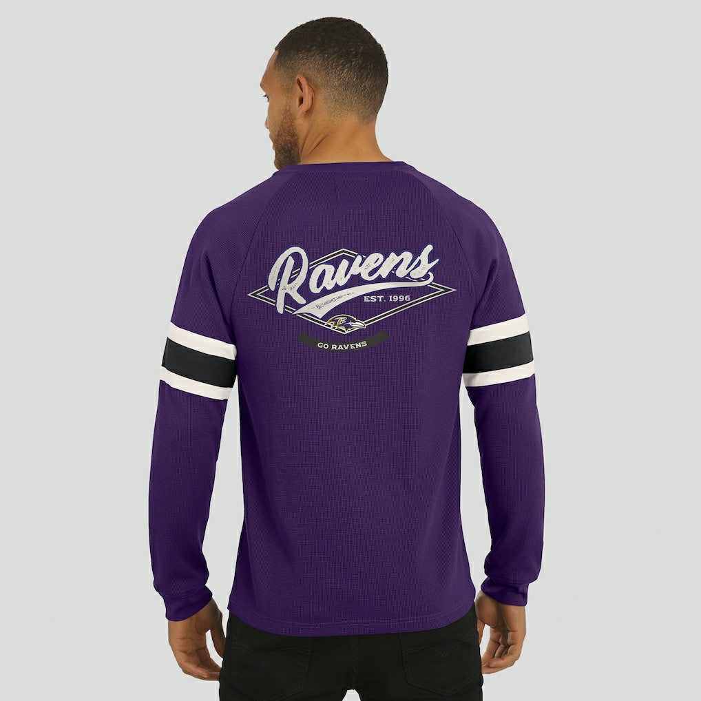 Baltimore Ravens Darius Rucker Collection Waffle-Knit Raglan Long Sleeve Henley T-Shirt Purple