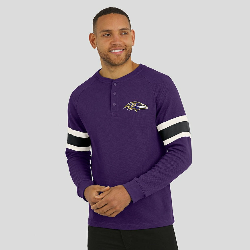 Baltimore Ravens Darius Rucker Collection Waffle-Knit Raglan Long Sleeve Henley T-Shirt Purple