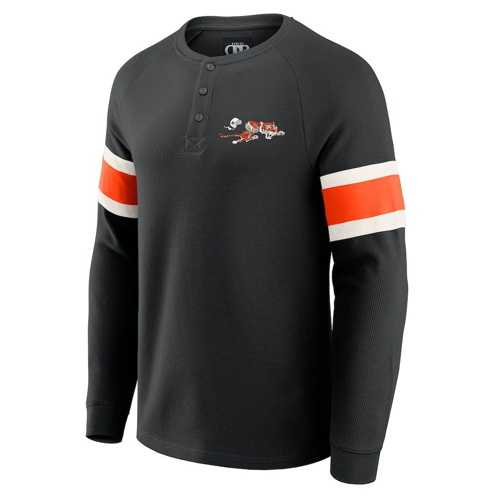 Cincinnati Bengals Darius Rucker Collection Waffle-Knit Raglan Long Sleeve Henley T-Shirt Black