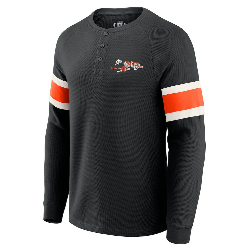 Cincinnati Bengals Darius Rucker Collection Waffle-Knit Raglan Long Sleeve Henley T-Shirt Black
