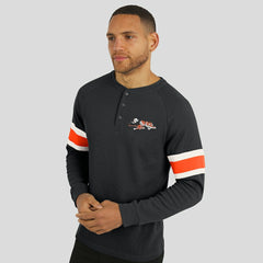 Cincinnati Bengals Darius Rucker Collection Waffle-Knit Raglan Long Sleeve Henley T-Shirt Black