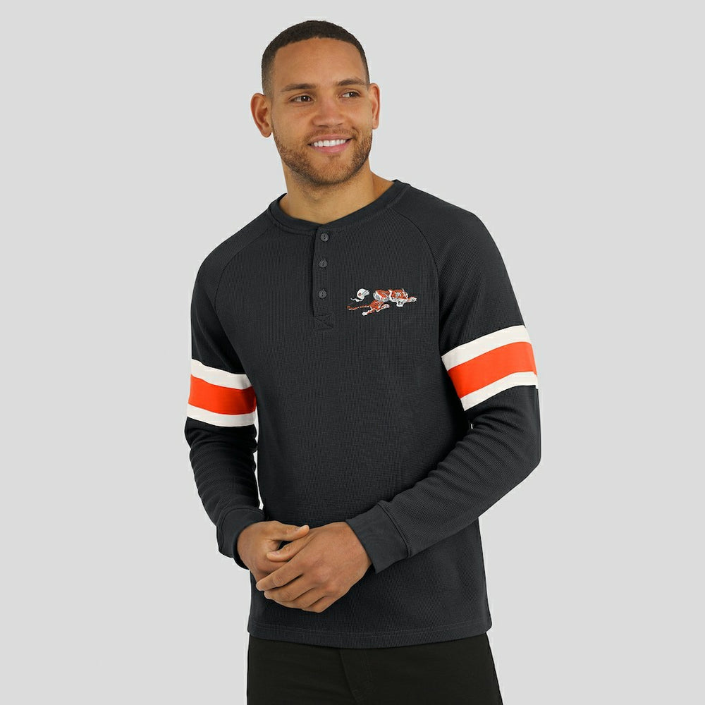 Cincinnati Bengals Darius Rucker Collection Waffle-Knit Raglan Long Sleeve Henley T-Shirt Black