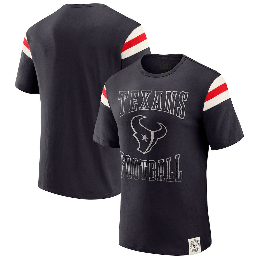 Houston Texans Darius Rucker Collection Football Stripe Sleeve T-Shirt Navy