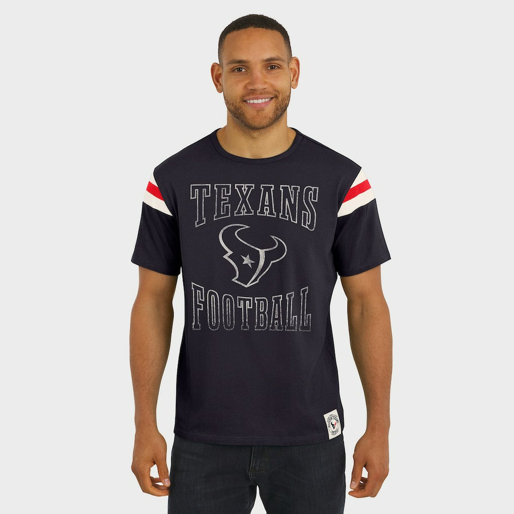 Houston Texans Darius Rucker Collection Football Stripe Sleeve T-Shirt Navy