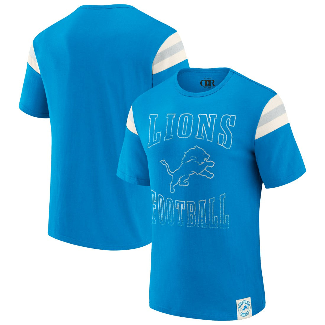Detroit Lions Darius Rucker Collection Football Stripe Sleeve T-Shirt Blue
