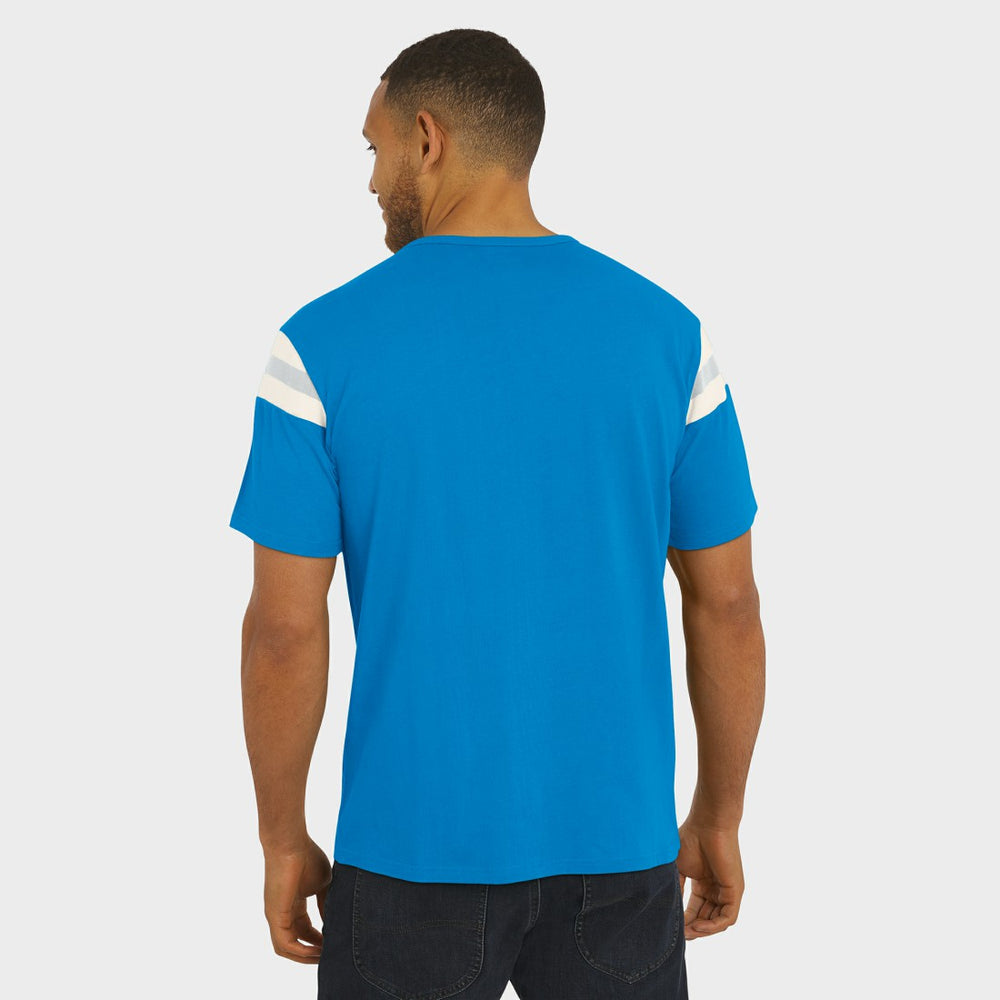 Detroit Lions Darius Rucker Collection Football Stripe Sleeve T-Shirt Blue