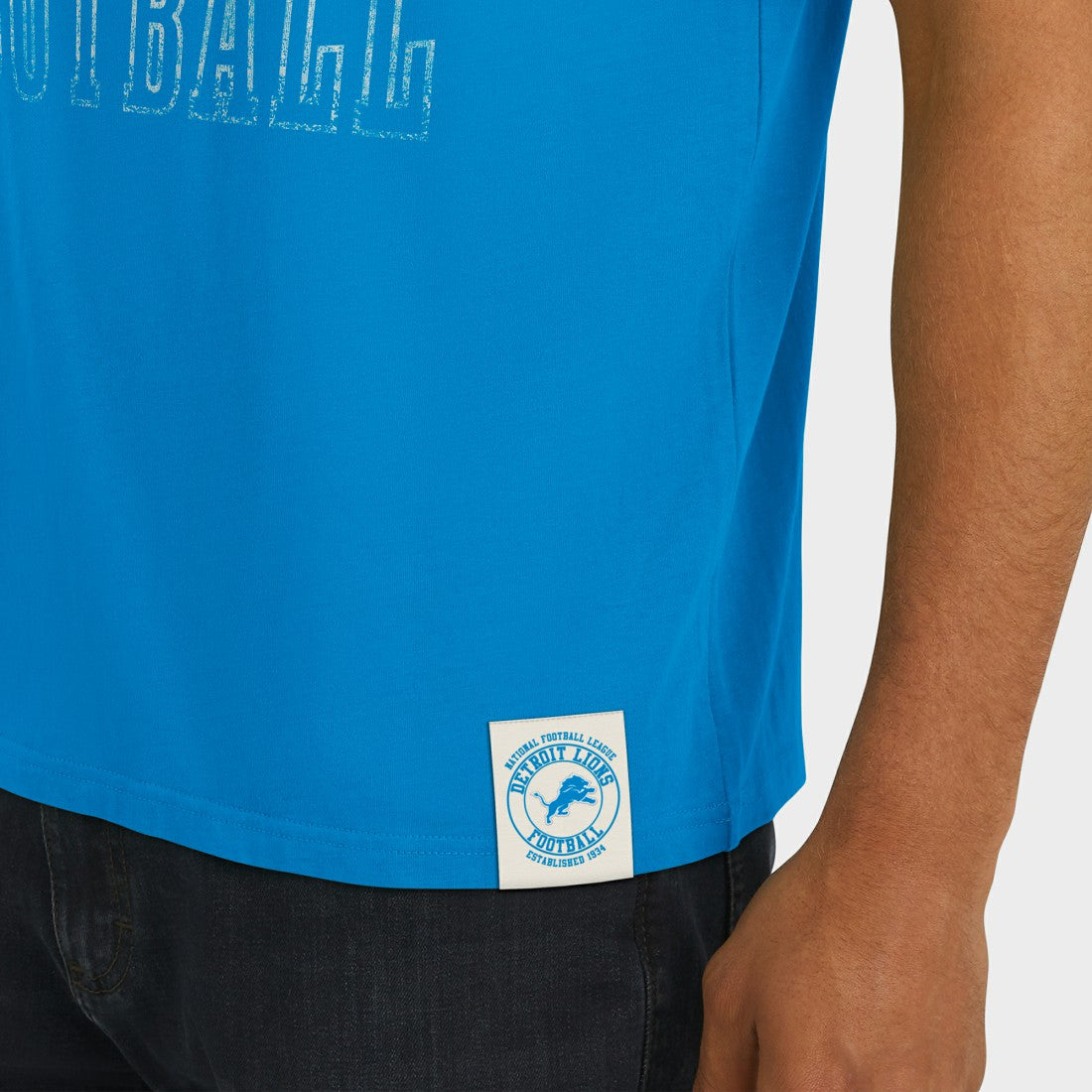 Detroit Lions Darius Rucker Collection Football Stripe Sleeve T-Shirt Blue