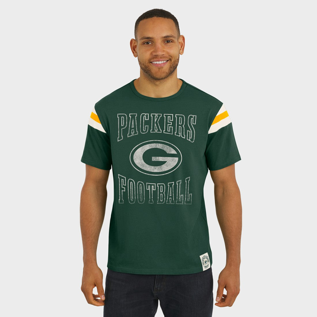 Green Bay Packers Darius Rucker Collection Football Stripe Sleeve T-Shirt Green