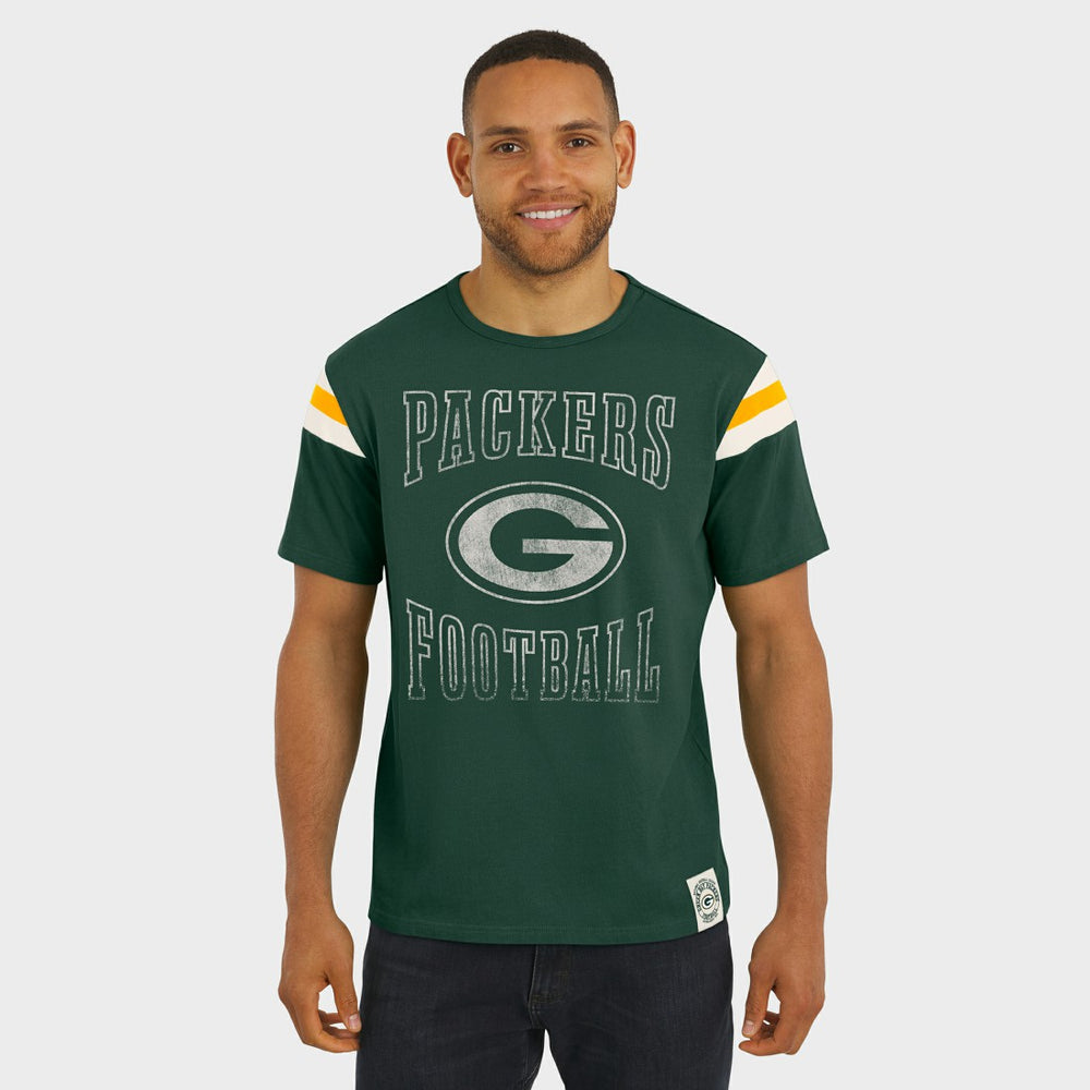 Green Bay Packers Darius Rucker Collection Football Stripe Sleeve T-Shirt Green