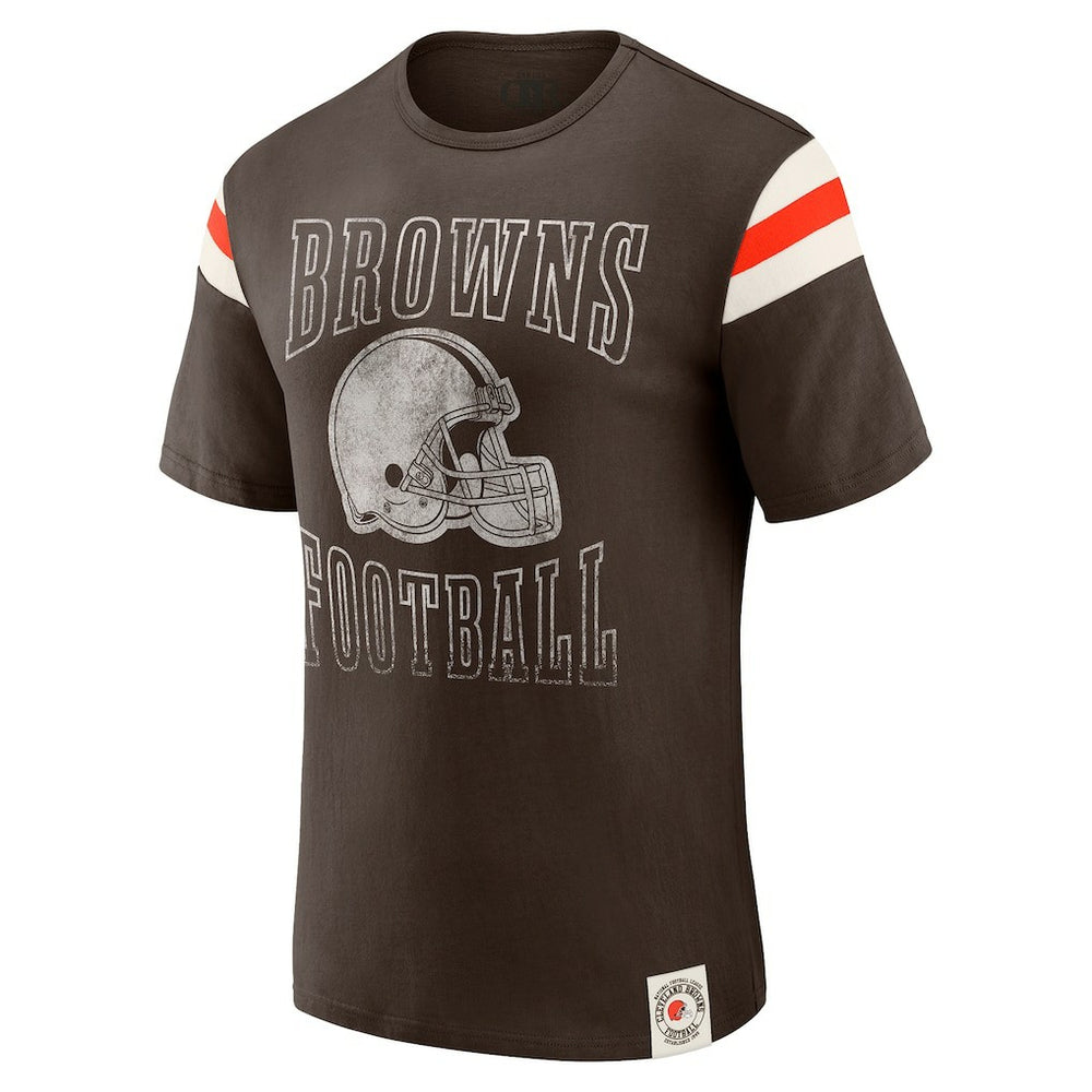 Cleveland Browns Darius Rucker Collection Football Stripe Sleeve T-Shirt Brown