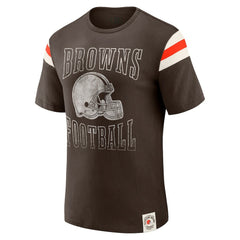 Cleveland Browns Darius Rucker Collection Football Stripe Sleeve T-Shirt Brown
