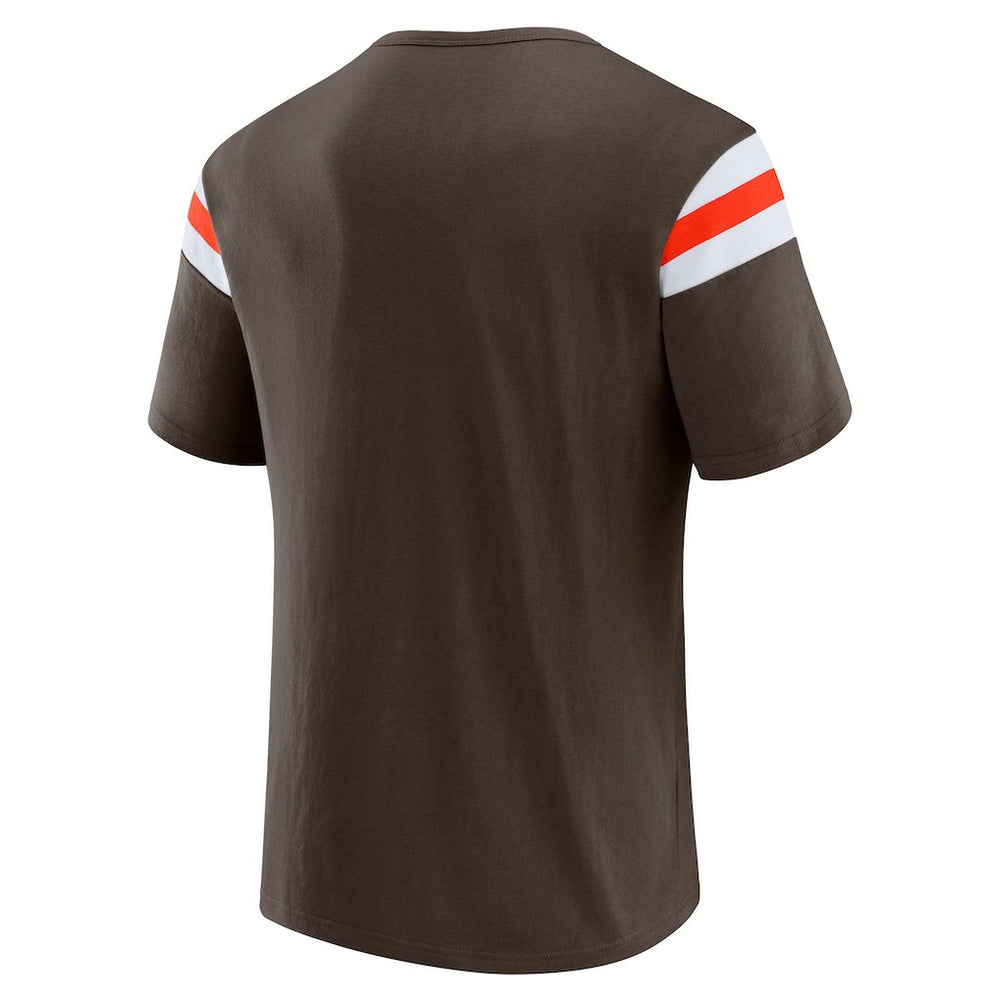 Cleveland Browns Darius Rucker Collection Football Stripe Sleeve T-Shirt Brown