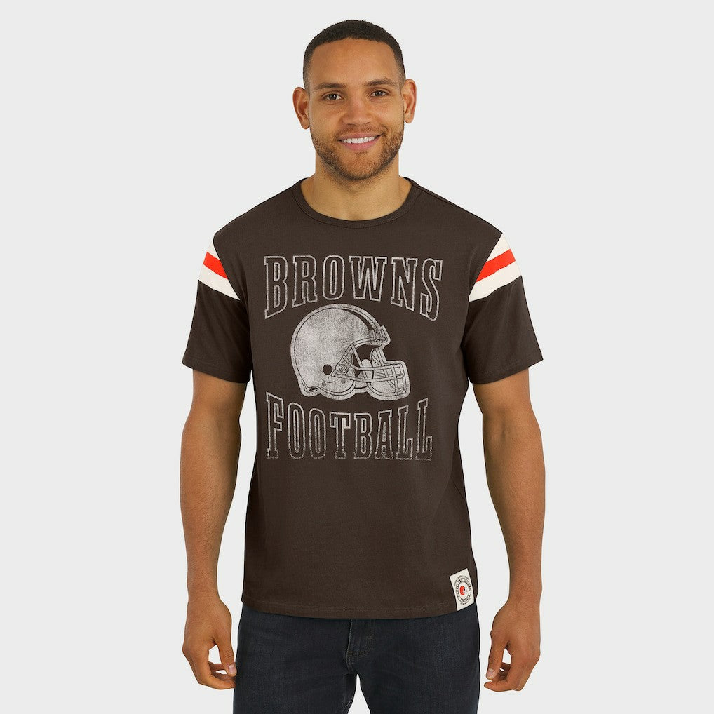 Cleveland Browns Darius Rucker Collection Football Stripe Sleeve T-Shirt Brown