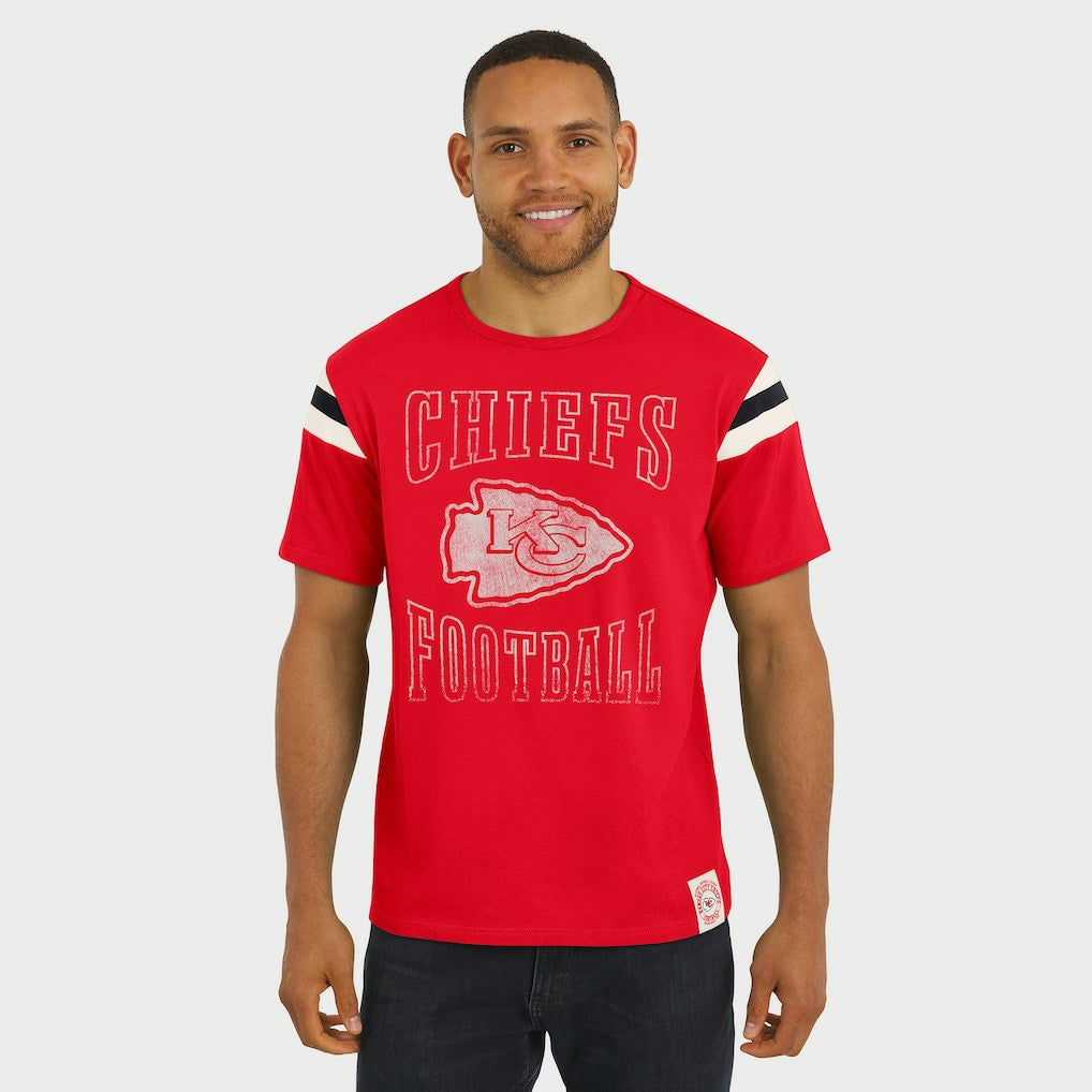 Kansas City Chiefs Darius Rucker Collection Football Stripe Sleeve T-Shirt Red