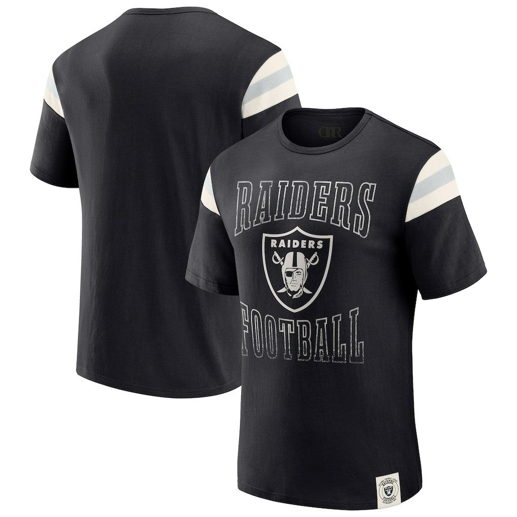 Las Vegas Raiders Darius Rucker Collection Football Stripe Sleeve T-Shirt Black