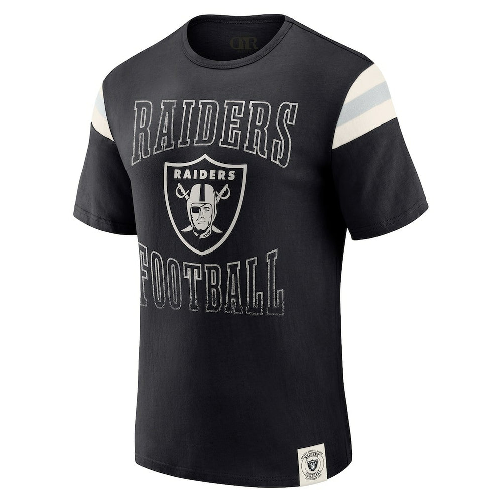 Las Vegas Raiders Darius Rucker Collection Football Stripe Sleeve T-Shirt Black