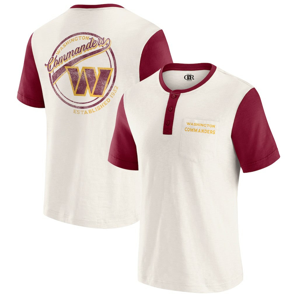 Washington Commanders Darius Rucker Collection Henley Colorblock Slub Pocket T-Shirt Cream