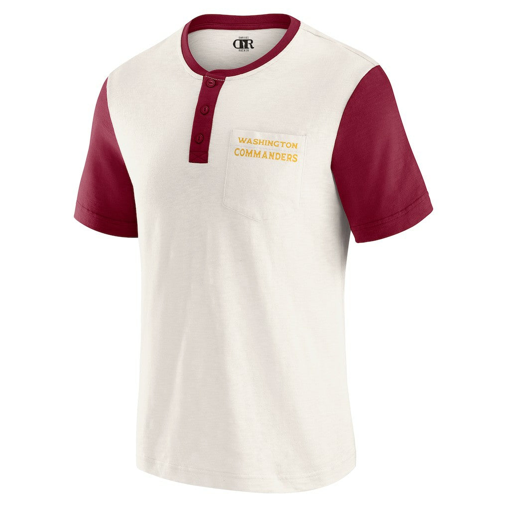 Washington Commanders Darius Rucker Collection Henley Colorblock Slub Pocket T-Shirt Cream