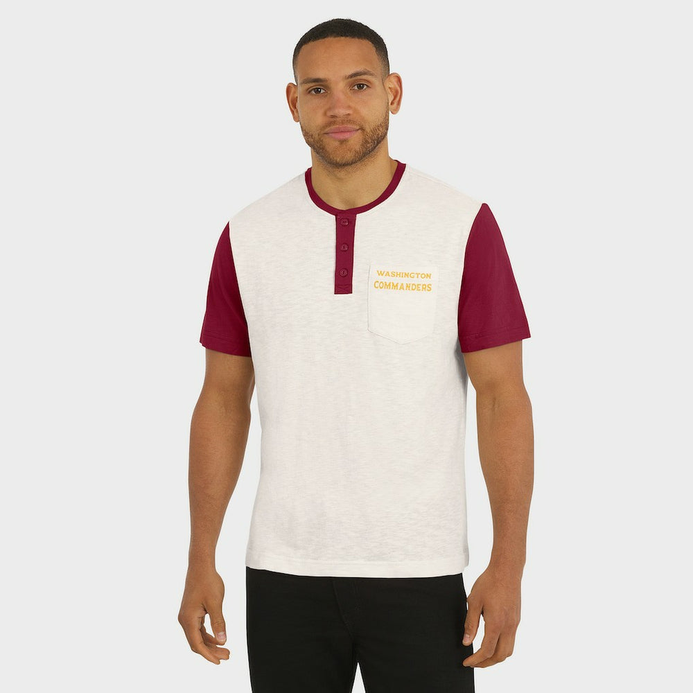 Washington Commanders Darius Rucker Collection Henley Colorblock Slub Pocket T-Shirt Cream