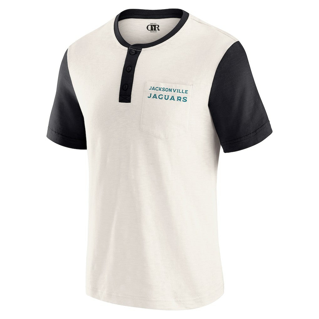 Jacksonville Jaguars Darius Rucker Collection Henley Colorblock Slub Pocket T-Shirt Cream