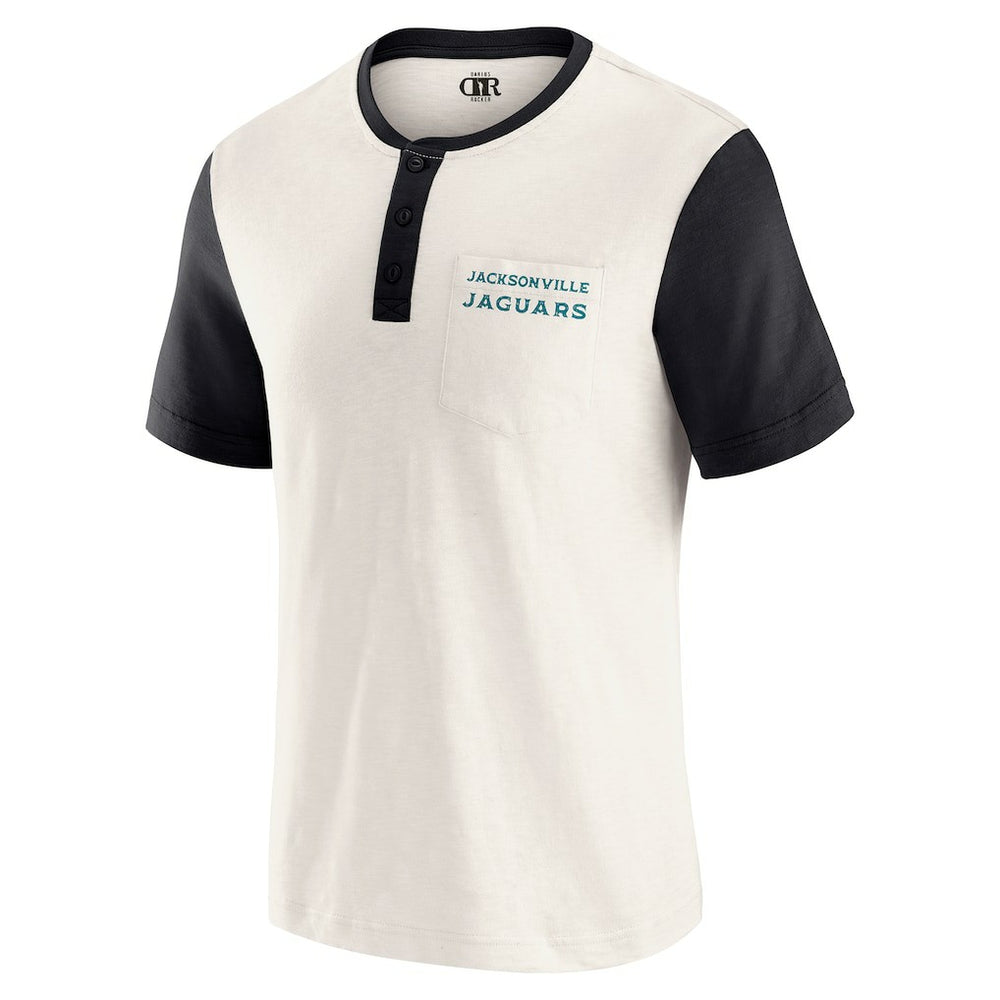 Jacksonville Jaguars Darius Rucker Collection Henley Colorblock Slub Pocket T-Shirt Cream