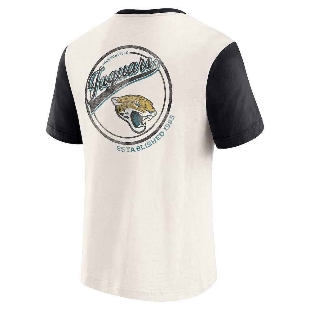 Jacksonville Jaguars Darius Rucker Collection Henley Colorblock Slub Pocket T-Shirt Cream