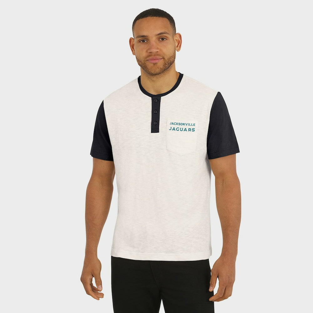 Jacksonville Jaguars Darius Rucker Collection Henley Colorblock Slub Pocket T-Shirt Cream