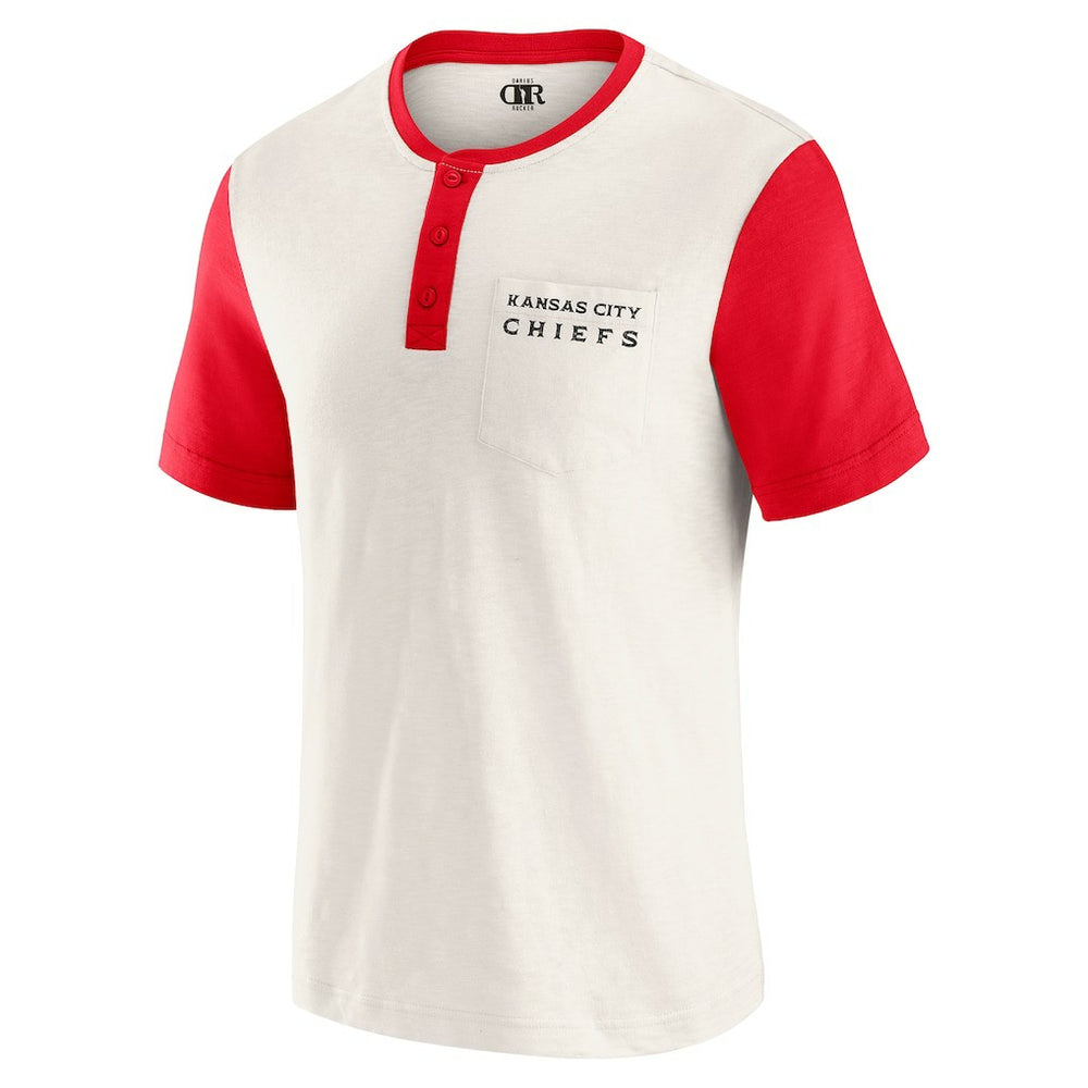 Kansas City Chiefs Darius Rucker Collection Henley Colorblock Slub Pocket T-Shirt Cream