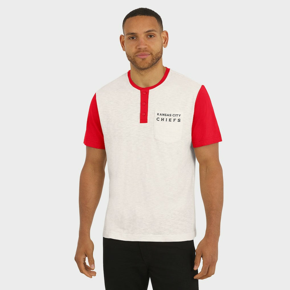 Kansas City Chiefs Darius Rucker Collection Henley Colorblock Slub Pocket T-Shirt Cream