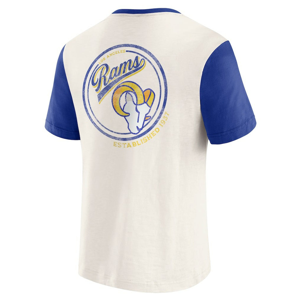 Los Angeles Rams Darius Rucker Collection Henley Colorblock Slub Pocket T-Shirt Cream
