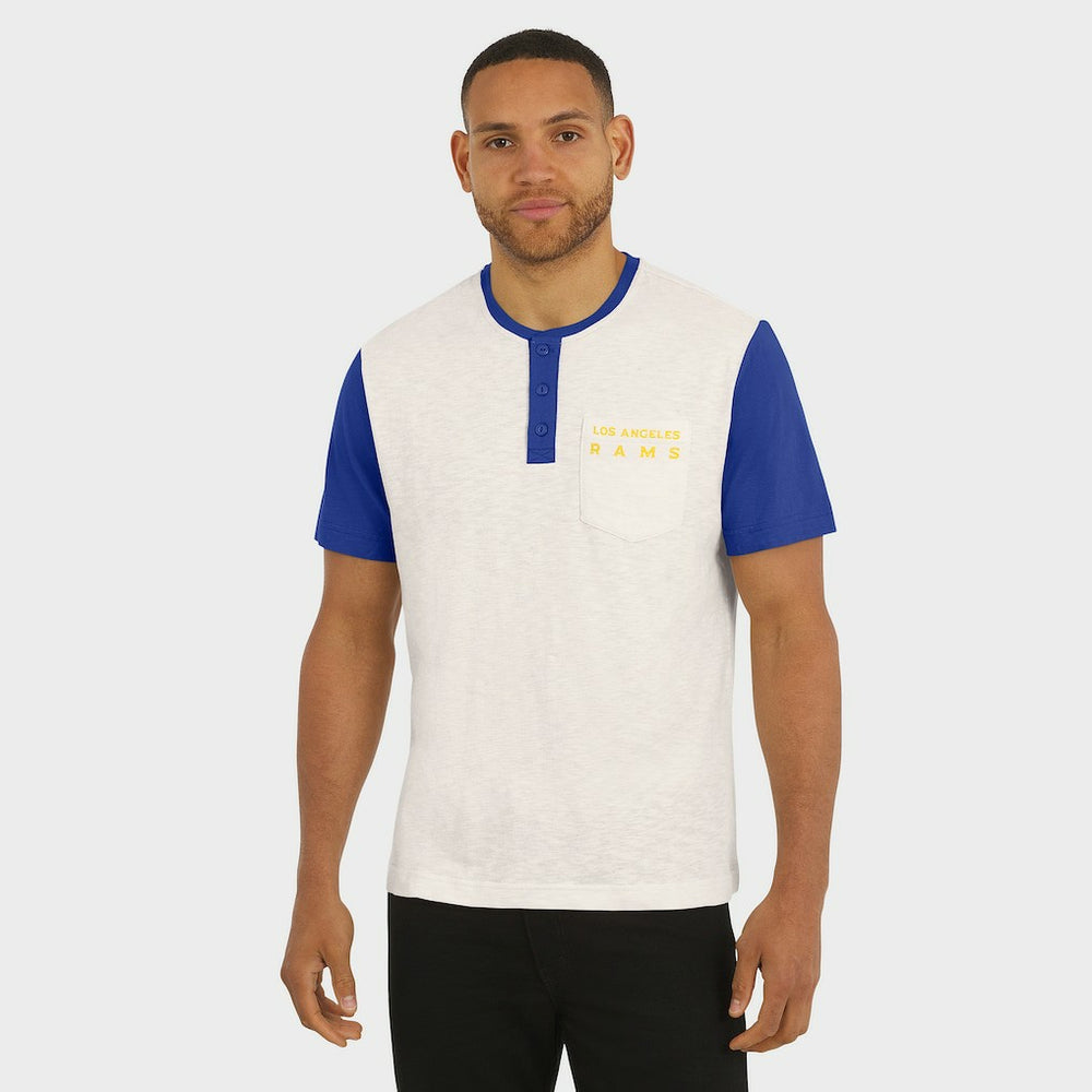Los Angeles Rams Darius Rucker Collection Henley Colorblock Slub Pocket T-Shirt Cream