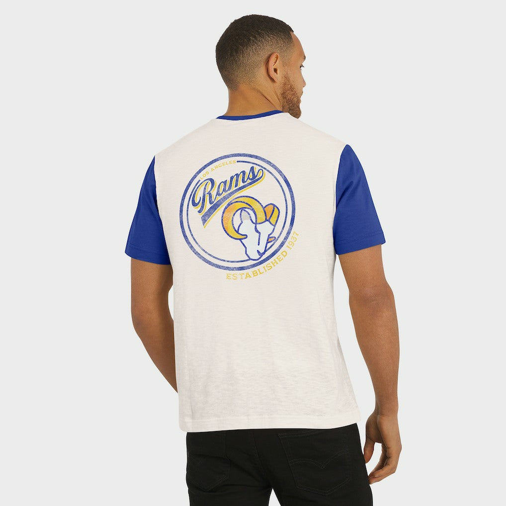 Los Angeles Rams Darius Rucker Collection Henley Colorblock Slub Pocket T-Shirt Cream