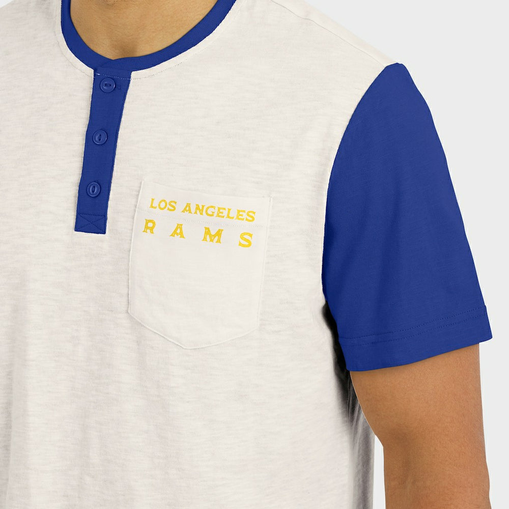 Los Angeles Rams Darius Rucker Collection Henley Colorblock Slub Pocket T-Shirt Cream
