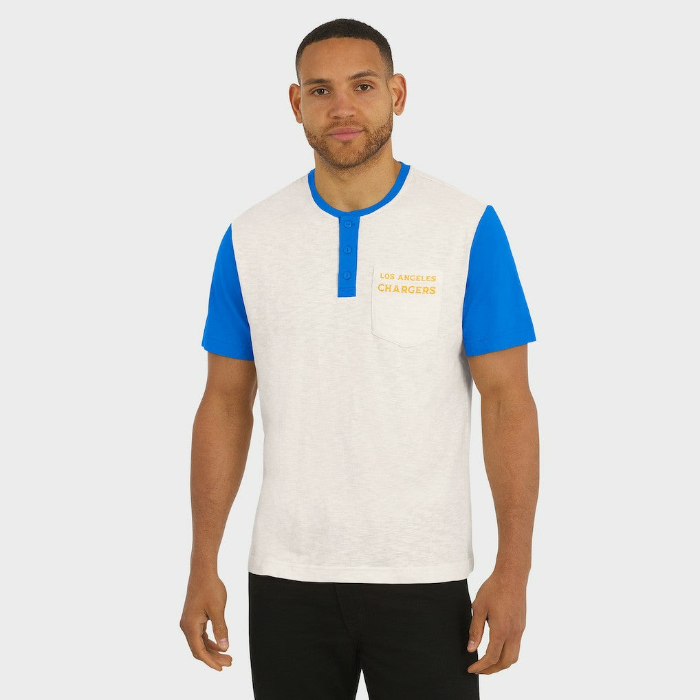 Los Angeles Chargers Darius Rucker Collection Henley Colorblock Slub Pocket T-Shirt Cream