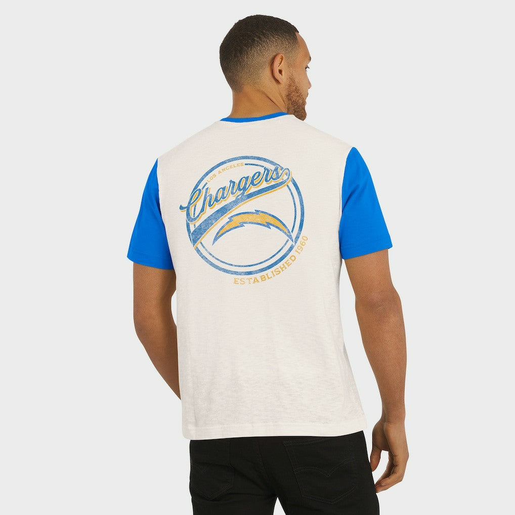 Los Angeles Chargers Darius Rucker Collection Henley Colorblock Slub Pocket T-Shirt Cream