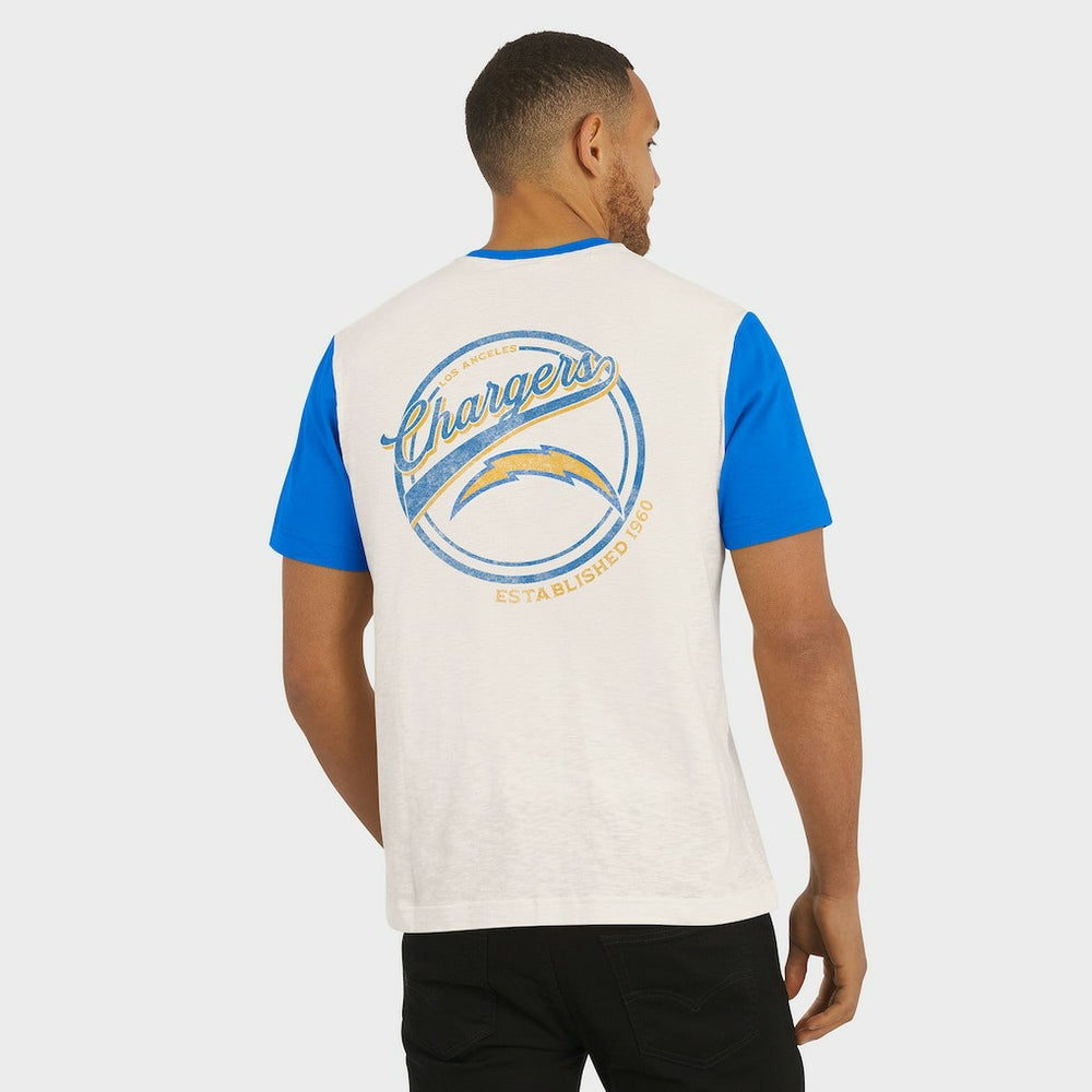 Los Angeles Chargers Darius Rucker Collection Henley Colorblock Slub Pocket T-Shirt Cream