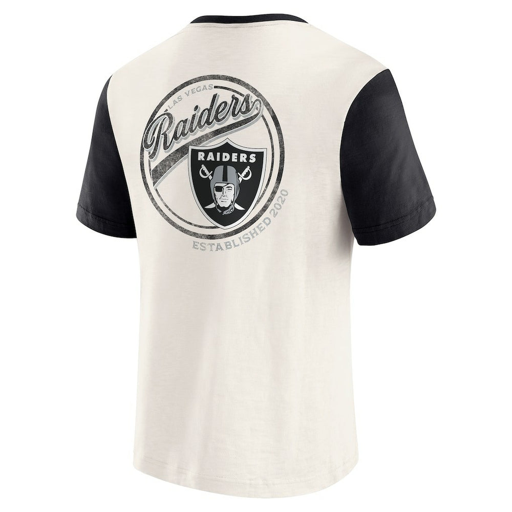 Las Vegas Raiders Darius Rucker Collection Henley Colorblock Slub Pocket T-Shirt Cream