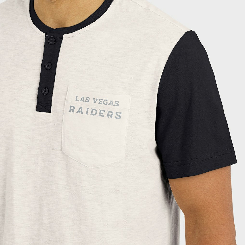 Las Vegas Raiders Darius Rucker Collection Henley Colorblock Slub Pocket T-Shirt Cream