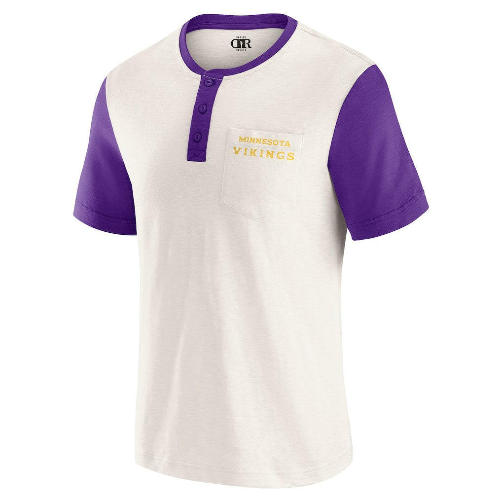 Minnesota Vikings Darius Rucker Collection Henley Colorblock Slub Pocket T-Shirt Cream