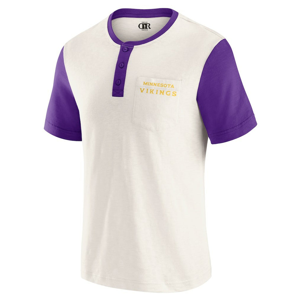 Minnesota Vikings Darius Rucker Collection Henley Colorblock Slub Pocket T-Shirt Cream