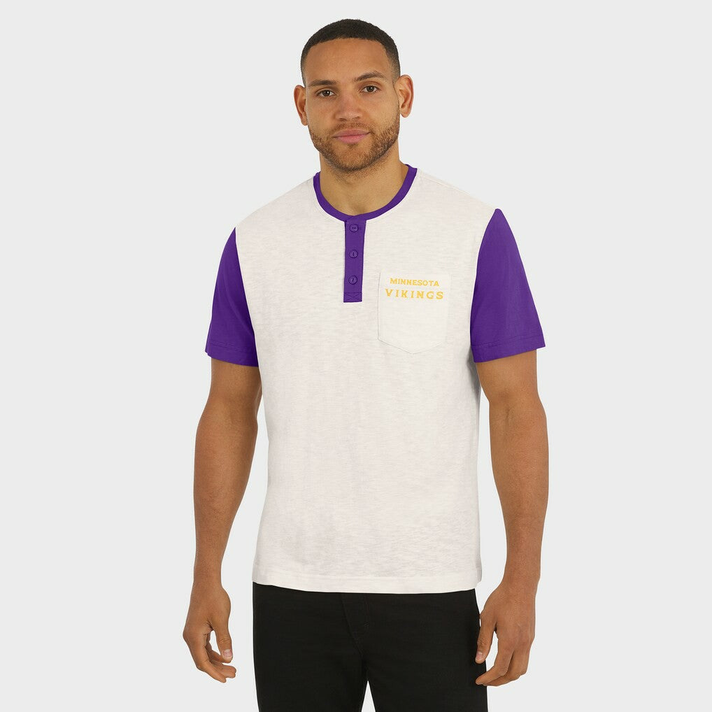 Minnesota Vikings Darius Rucker Collection Henley Colorblock Slub Pocket T-Shirt Cream