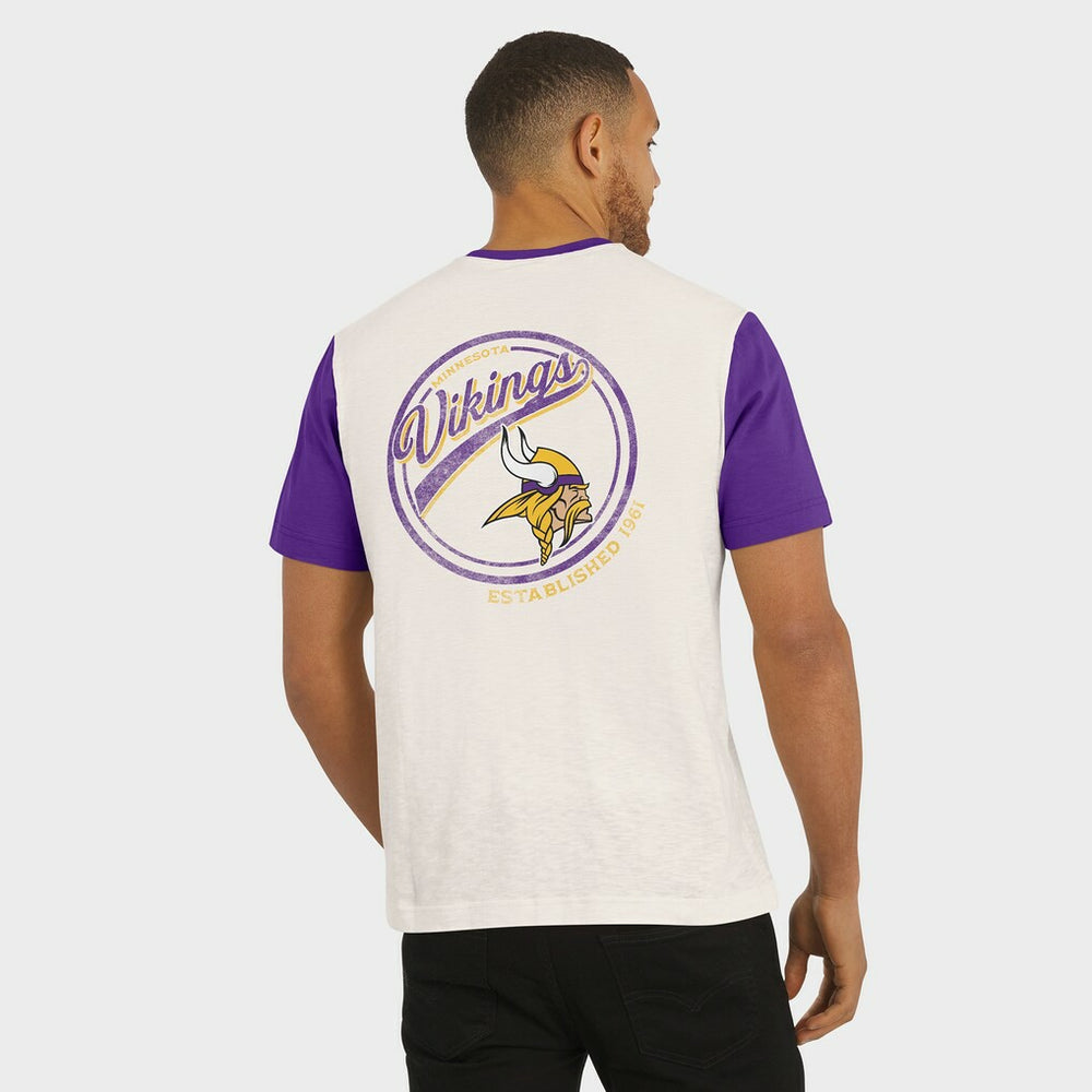 Minnesota Vikings Darius Rucker Collection Henley Colorblock Slub Pocket T-Shirt Cream