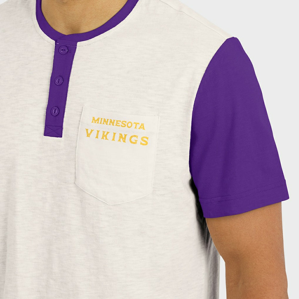 Minnesota Vikings Darius Rucker Collection Henley Colorblock Slub Pocket T-Shirt Cream