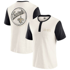 New Orleans Saints Darius Rucker Collection Henley Colorblock Slub Pocket T-Shirt Cream