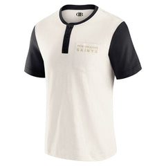 New Orleans Saints Darius Rucker Collection Henley Colorblock Slub Pocket T-Shirt Cream