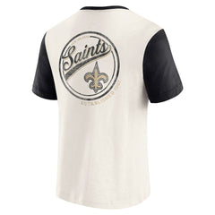 New Orleans Saints Darius Rucker Collection Henley Colorblock Slub Pocket T-Shirt Cream