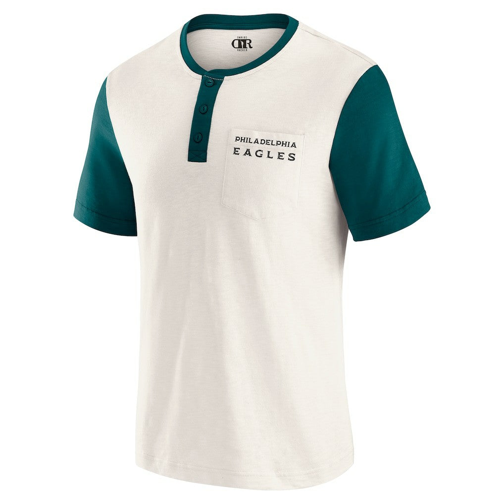 Philadelphia Eagles Darius Rucker Collection Henley Colorblock Slub Pocket T-Shirt Cream